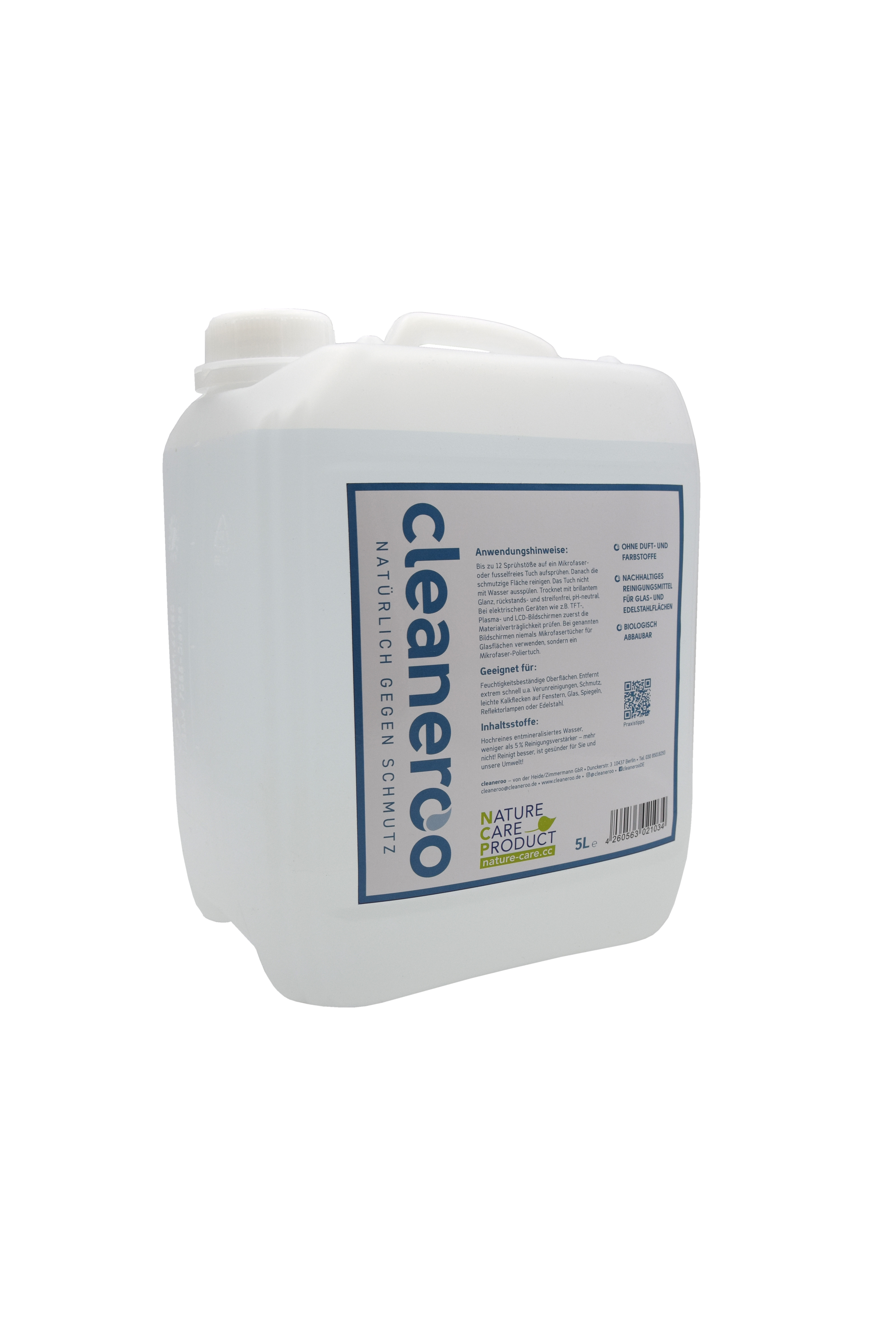 cleaneroo Unterhaltsreiniger blau, 5 l Kunststoffkanister mit Schraubverschluss, ohne Duft- und Farbstoffe