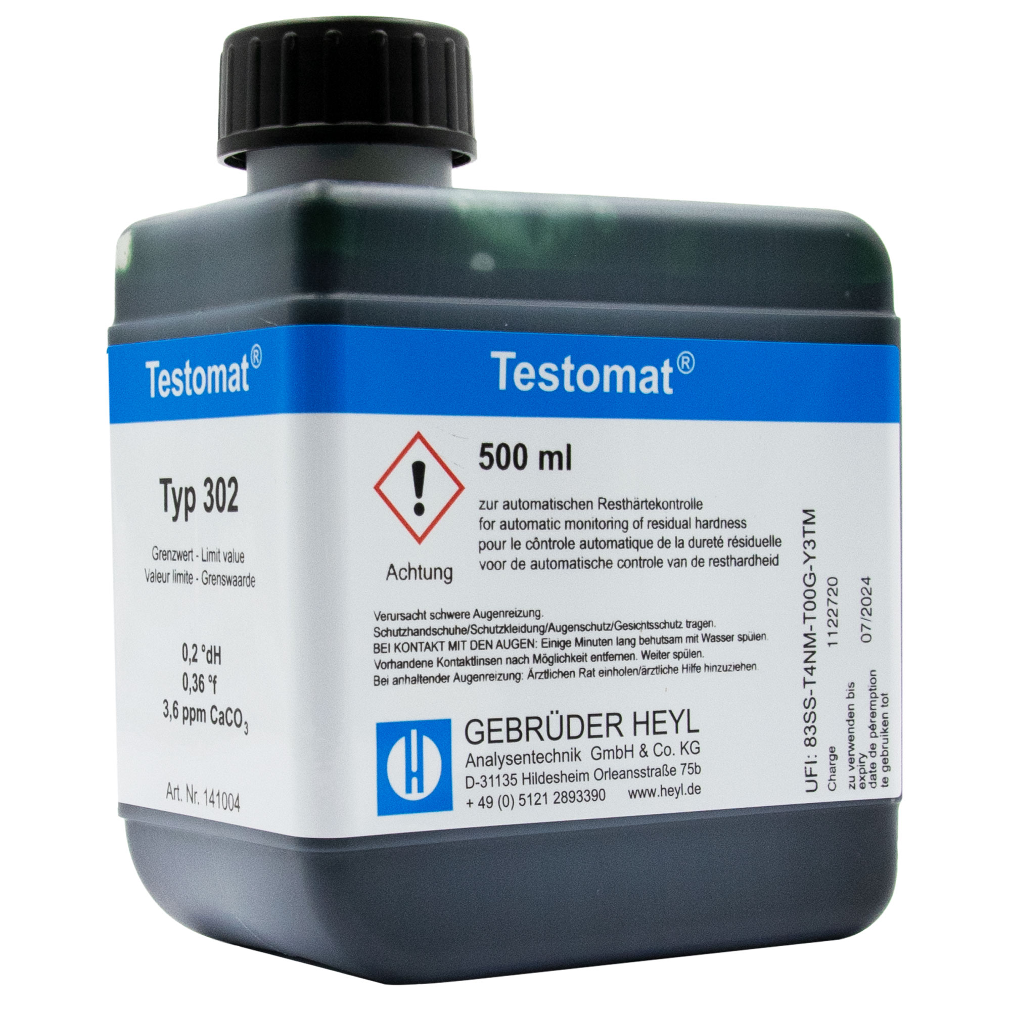 Testomat® 808 Indikator 302, Originalgebinde 500 ml, Resthärtebestimmung, seitlich