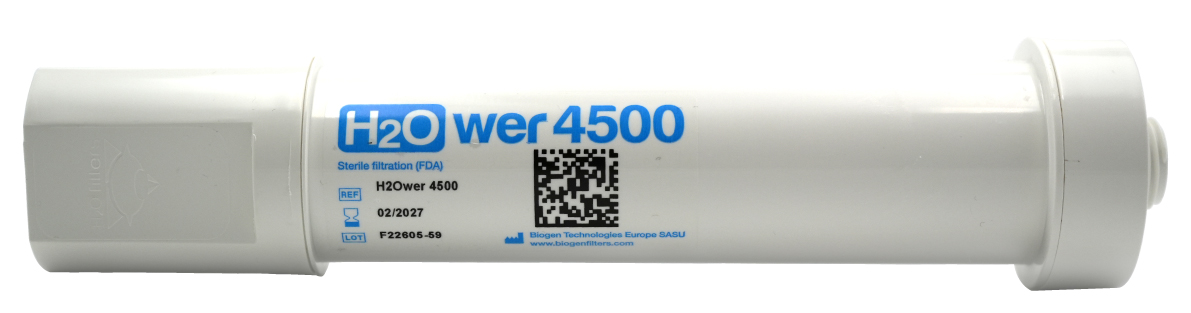 H2Ower 4500 antibakterieller endständiger Wasserfilter für die Dusche H2Ower 4500 antibakterieller Wasserfilter, Frontansicht mit Gehäuse, 1/2" Gewinde, Dusche