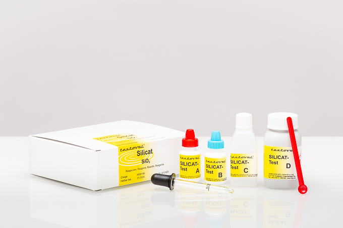 Testoval Silikat Reagenzien Nachfüllpackung, Frontansicht der Verpackung mit Produktbezeichnung, Nachfüllset