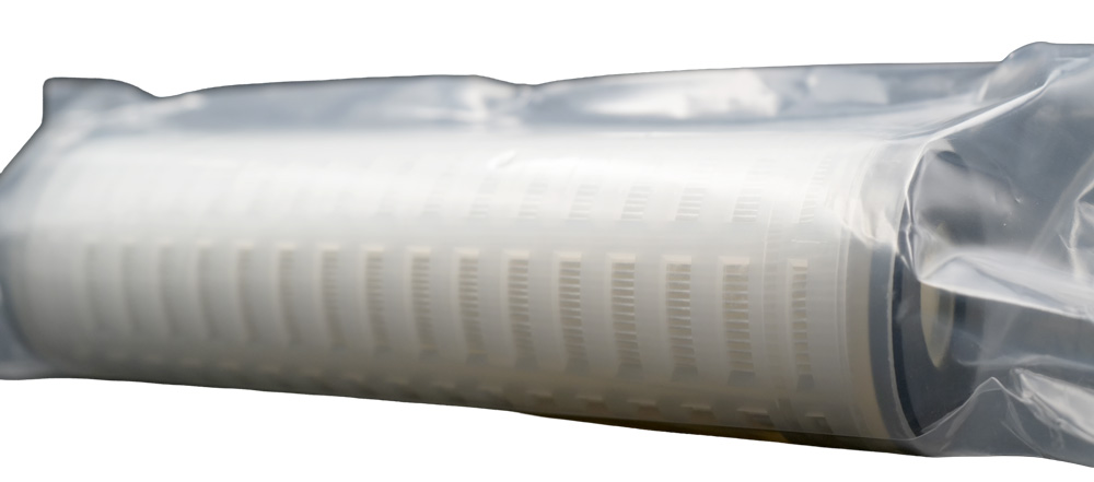 Membranfilterelement GR25 Länge 9 3/4 Zoll Rückhaltung 99,98 Prozent Filterfeinheit absolut 0,05µm unsere Artikelnummer 882036, Produkt liegend schräg linke Seite