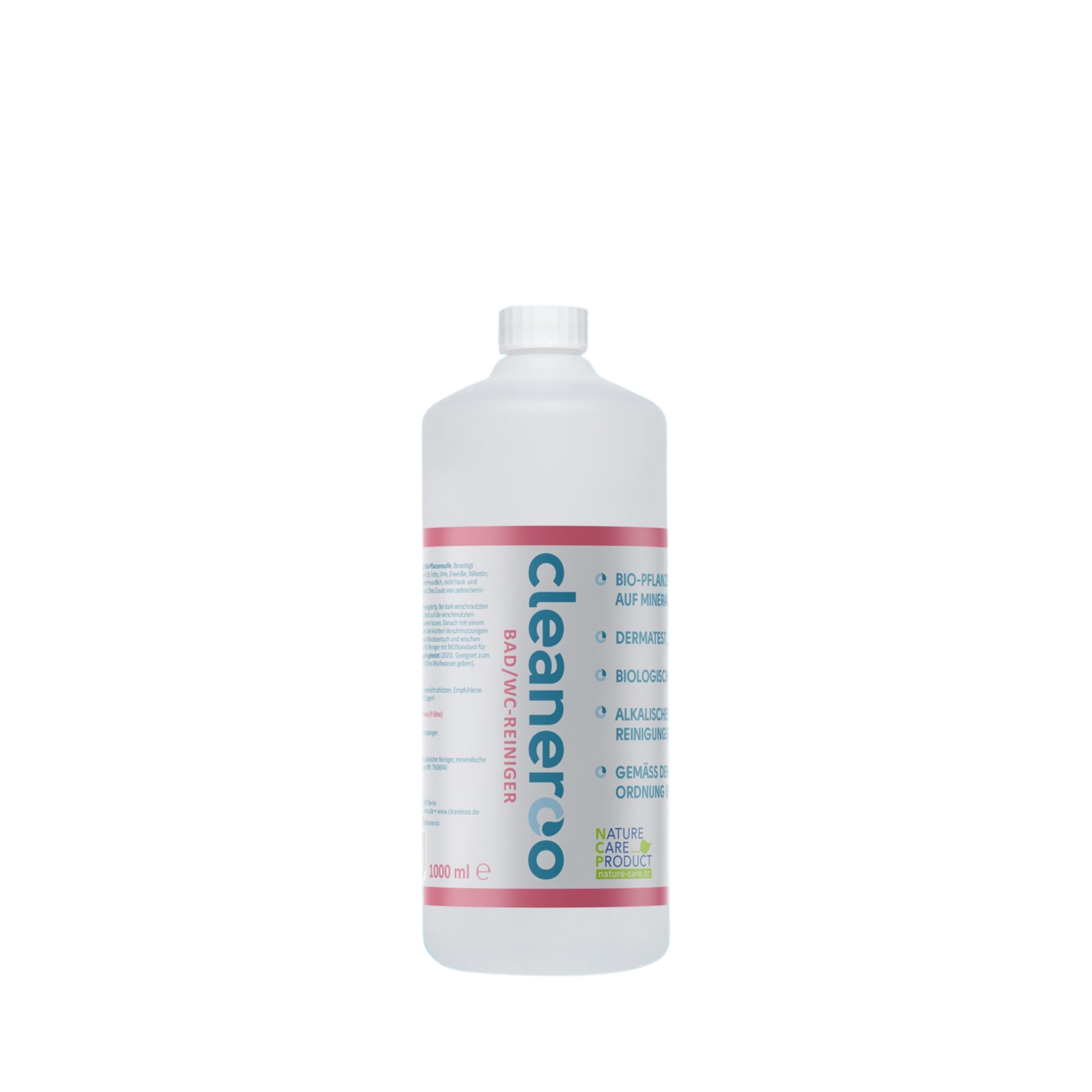 cleaneroo Bad- / WC Reiniger rot, Reinigungsflasche für Bad und WC, entfernt Bakterien und organische Verschmutzungen, 1000 ml