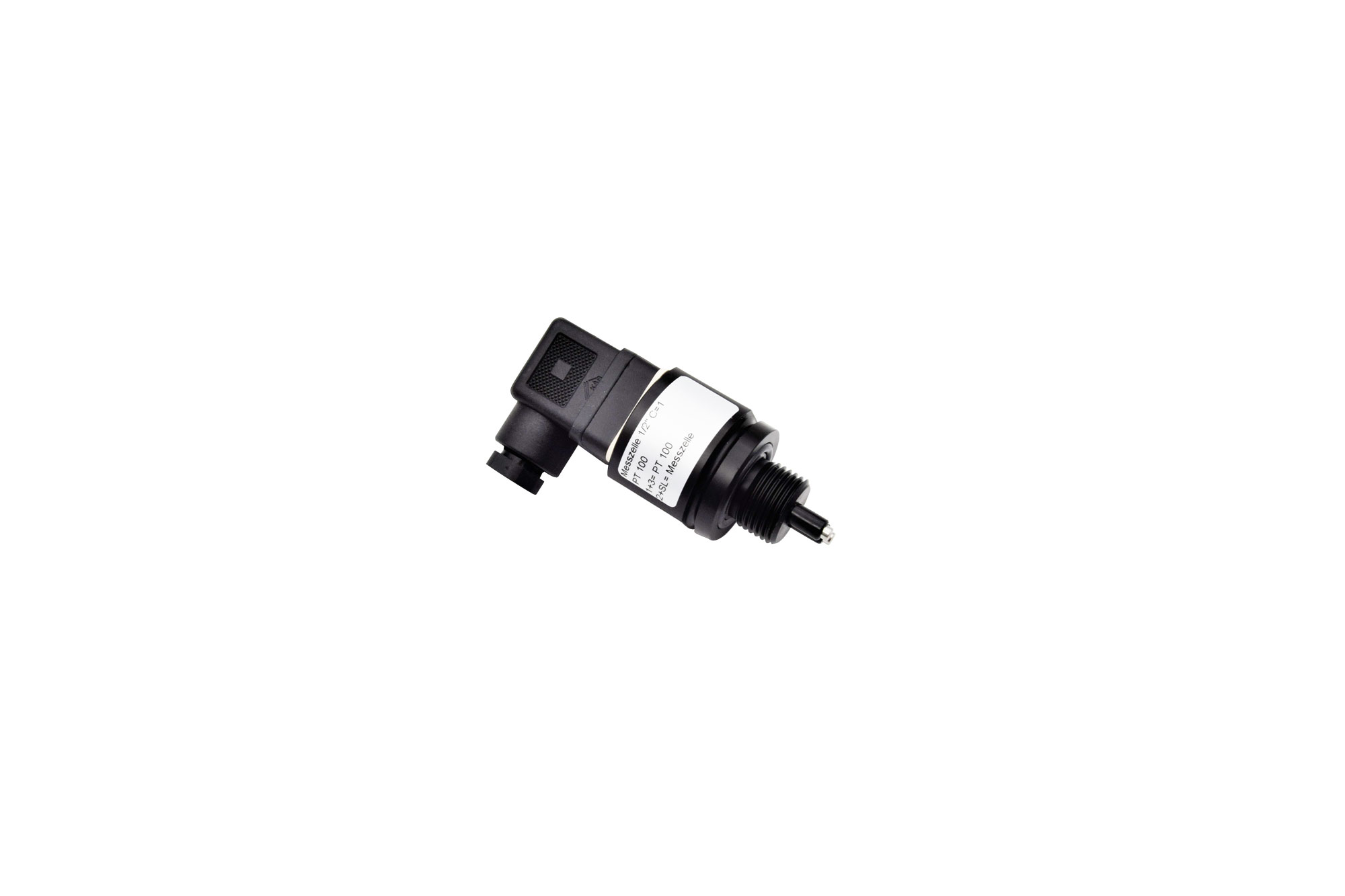 N-LF1210 Leitfähigkeits-Messzelle seitliche Ansicht mit Magnetventilstecker, schwarzes POM Gehäuse